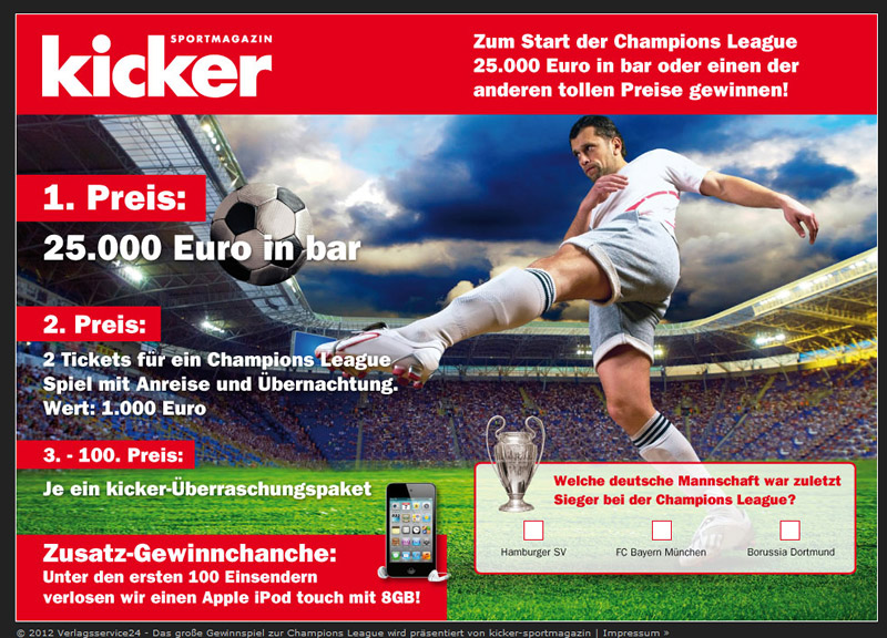 Webdesign Sportmagazin Kicker Landingpage